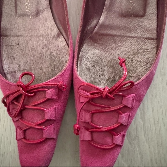 Jean-Michel Cazabat Babette suede kitten block heel in fuchsia - Picture 7 of 9